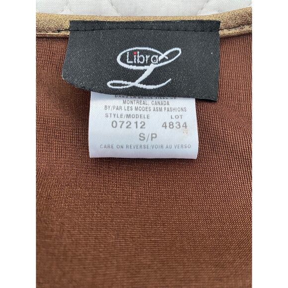 Libra Metallic Gold Vintage V Neck Long Sleeve Top with Ring size S/P - Picture 5 of 6